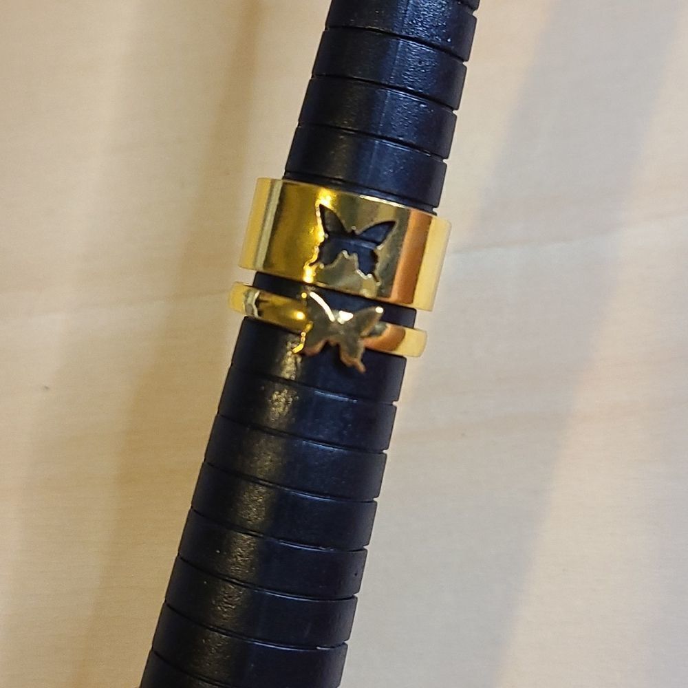 2 Gold plated couples rings Size 7 and their adjustable.